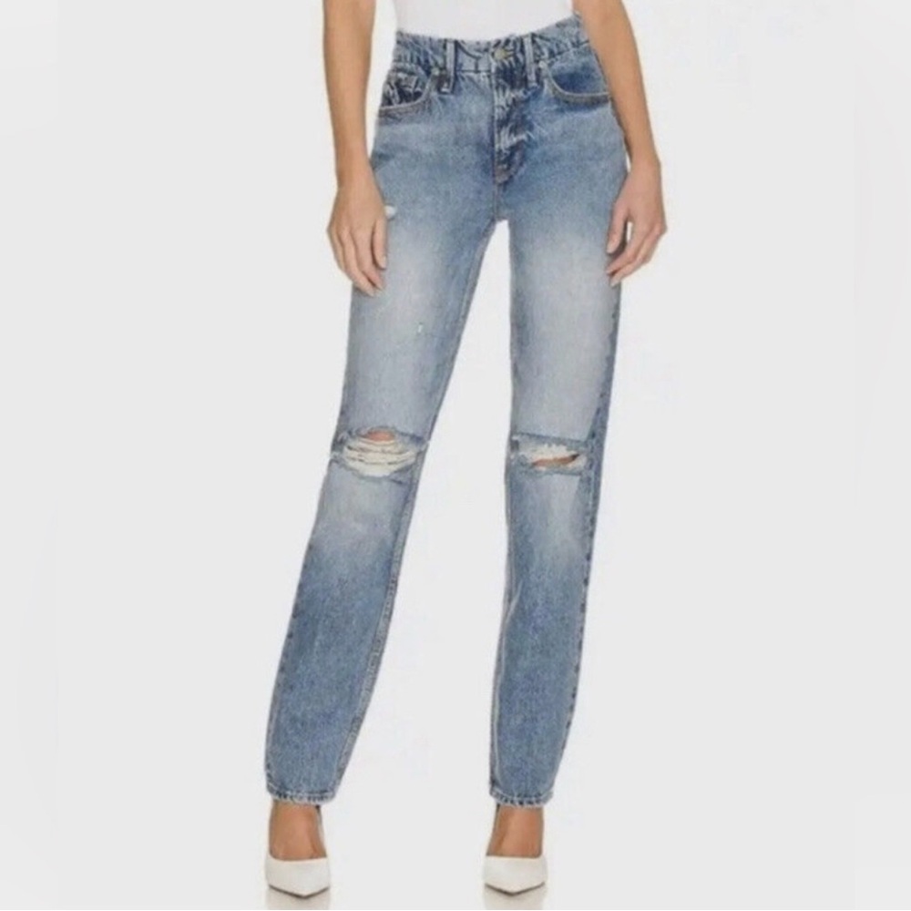Indigo Blue Distressed Good American Denim Jeans